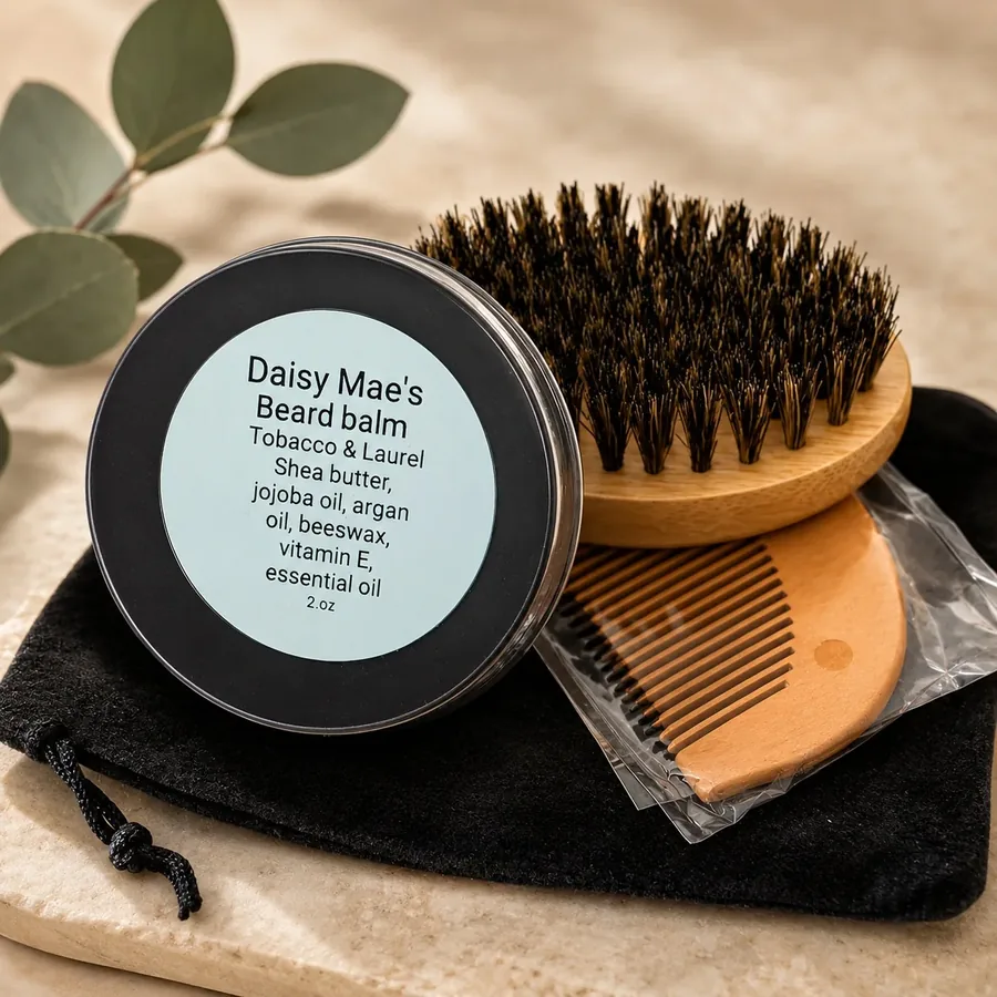 Bundle Set, Beard Balm, Comb & Brush {Honey Bourbon}